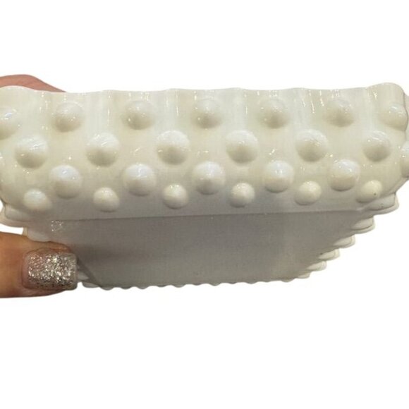 Vintage Fenton Glass Ashtray Hobnail White Milk Glass Square 5" - Picture 6 of 6